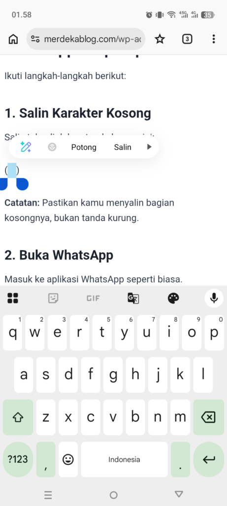 Cara Kirim Chat Kosong di WhatsApp Tanpa Aplikasi