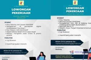 Lowongan Kerja Digital Marketing Specialist PT Tri Eka Petra Lestari Bandung Terbaru 2026