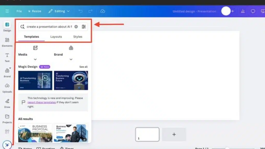 AI Pembuat Presentasi Otomatis, Cara Membuat Slide Profesional dalam Hitungan Menit 6 langkah 3 untuk Cara Membuat Presentasi dengan Canva AI